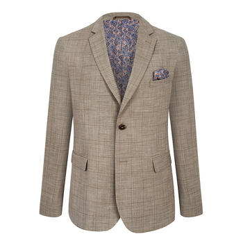 MARYNARKA MĘSKA DIEGO BEIGE BEŻOWA W KRATĘ