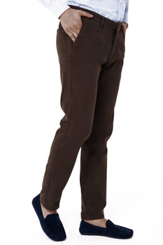 SPODNIE MĘSKIE CHINO FURI BAWEŁNIANE CIEMNY BRĄZ 507554 SUPER FIT