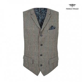 KAMIZELKA MĘSKA FRANCO FERUZZI HUGO COL. 3 JASNOSZARA W KRATKĘ WEŁNA