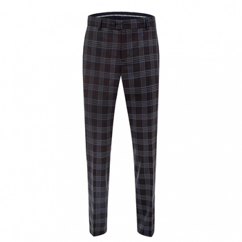 GARNITUROWE SPODNIE MĘSKIE HENRY COL. BROWN BRĄZOWOSZARY W KRATĘ