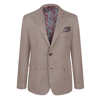 MARYNARKA MĘSKA LIAM BURGUNDY W PEPITKĘ