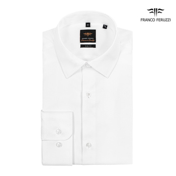 KOSZULA MĘSKA KOSEN XXIII FRANCO FERUZZI CH0035 ZE STRUKTURĄ WHITE SLIM FIT