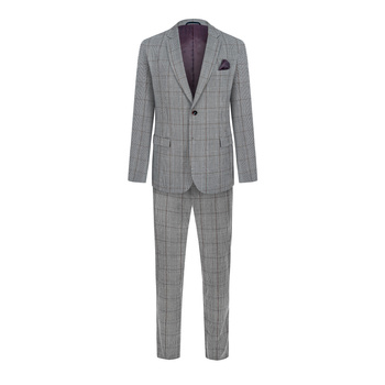 GARNITUR MĘSKI MILAN SZARY W KRATKĘ