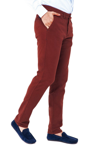 SPODNIE MĘSKIE CHINO FURI BAWEŁNIANE KONIAKOWE 601742 SUPER FIT