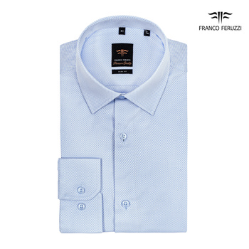 KOSZULA MĘSKA KOSEN XXIII FRANCO FERUZZI CH0035 ZE STRUKTURĄ BLUE SLIM FIT