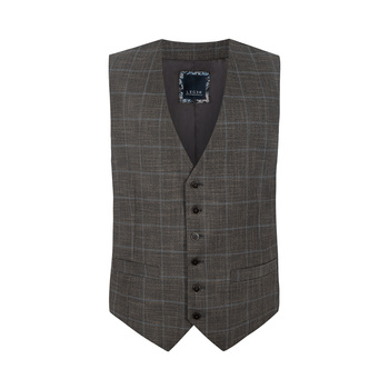 KAMIZELKA MĘSKA GARY BROWN BRĄZOWY MELANŻ W KRATĘ