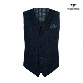 KAMIZELKA MĘSKA FRANCO FERUZZI GOMER COL. 1 GRANATOWY MELANŻ WEŁNA