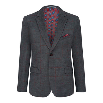 MARYNARKA MĘSKA LR6919#25 CIEMNOSZARA W KRATĘ