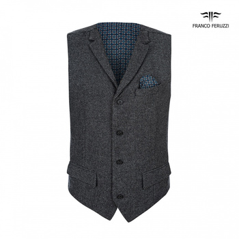 KAMIZELKA MĘSKA  FRANCO FERUZZI GOMER COL. 3 CIEMNOSZARY MELANŻ WEŁNA
