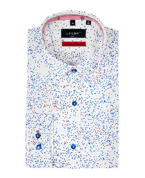 KOSZULA MĘSKA 18 LGR114 BIAŁA PRINT