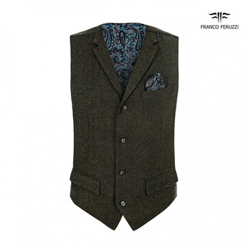 KAMIZELKA MĘSKA FRANCO FERUZZI GOMER COL. 2 CIEMNOZIELONY MELANŻ WEŁNA