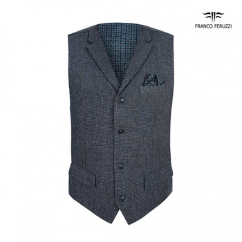 KAMIZELKA MĘSKA FRANCO FERUZZI HUGO COL. 4 SZARO-GRANATOWA W KRATKĘ WEŁNA