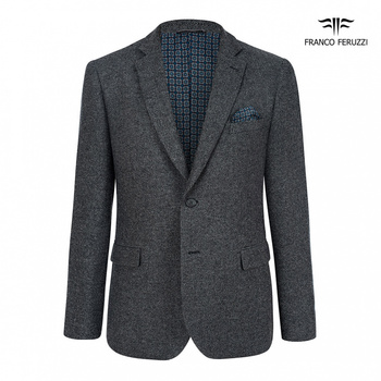MARYNARKA MĘSKA FRANCO FERUZZI GOMER COL. 3 CIEMNOSZARY MELANŻ WEŁNA