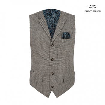 KAMIZELKA MĘSKA FRANCO FERUZZI HUGO COL. 6 JASNOSZARA W KRATKĘ WEŁNA