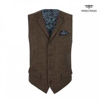 KAMIZELKA MĘSKA FRANCO FERUZZI GOMER COL. 4 BRĄZOWY MELANŻ WEŁNA