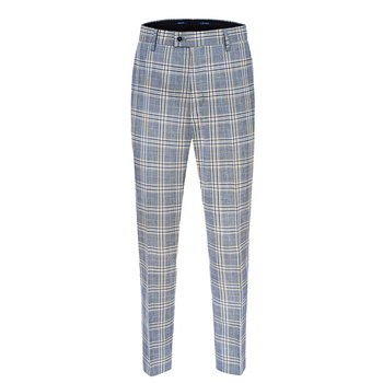 GARNITUROWE SPODNIE MĘSKIE MONTE CARLO NIEBIESKIE W KRATĘ