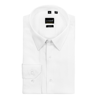 KOSZULA MĘSKA KORHD LEGER 16701 Z BAMBUSEM WHITE SLIM FIT